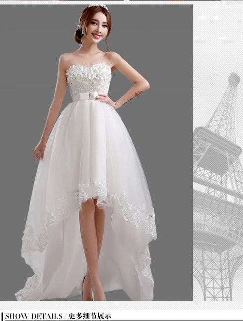 Ivory Short Knee Length Fairy Wedding Dress for Parties