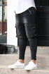 Men's Slim Fit Stretch Jeans Multi Pocket Cargo Trousers