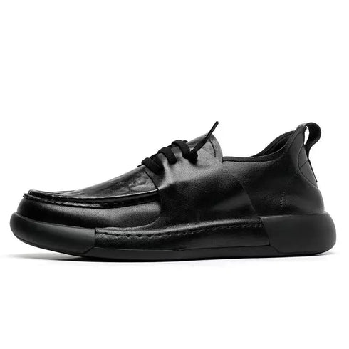 Versatile Thick Soled Casual Business Men's Shoes - Genuine Leather Spring and Autumn Footwear for Stylish Comfort