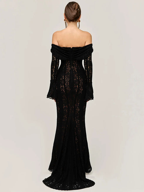 Mozision Lace Off-shoulder Sexy Maxi Dress Elegant Evening Dress