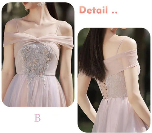 Bridesmaid Dress Floor Length Tulle Ruched Sweetheart Neckline Built In Bra Elegant Party Gown Wedding Dress