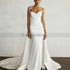 Chic White Satin Mermaid Wedding Dresses with Long Train