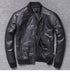 Stylish Casual Men's Bomber Jacket in Genuine Cowhide Leather - Perfect Spring and Autumn Outerwear with Full Sleeves and Zipper Closure