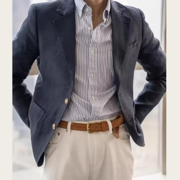 Summer Linen Casual Slim Suit Jacket for Men Lightweight and Breathable Blazer