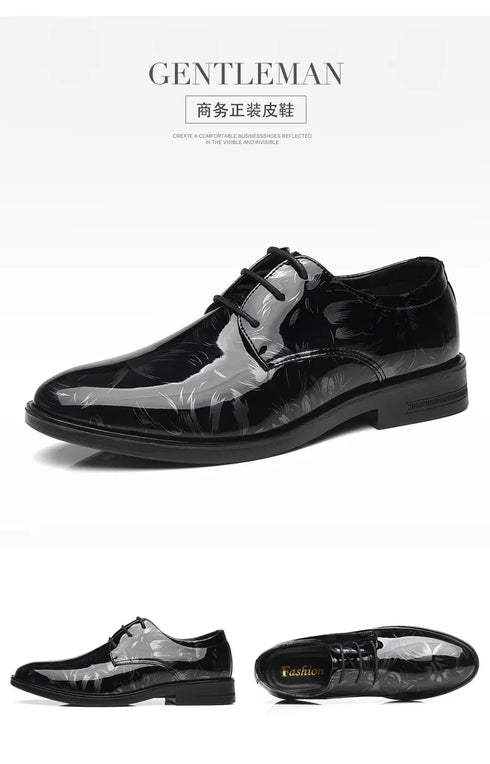 Luxury Floral Pattern Leather Oxford Dress Shoes for Men - Stylish Formal Footwear for Office, Weddings, and Career Events