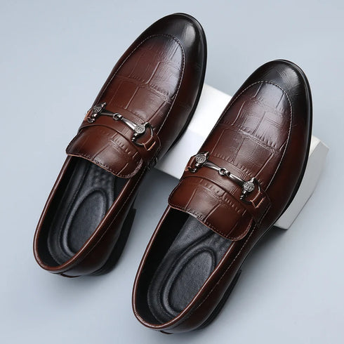 Stylish Men's Genuine Leather Pointed Loafers for Summer - Comfortable, Breathable Casual Shoes Perfect for Spring and Autumn Occasions