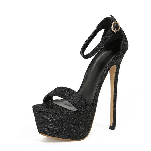 Glamorous Sequined Platform Sandals for Women - Sexy Open Toe Party Heels