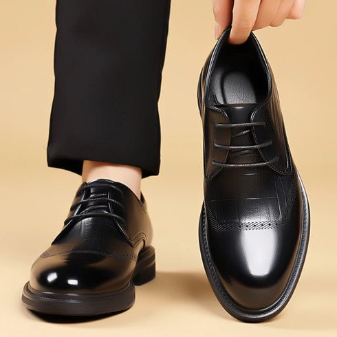 Leather Oxford Shoes for Men Elegant Minimalist Lace Up Business Casual Footwear