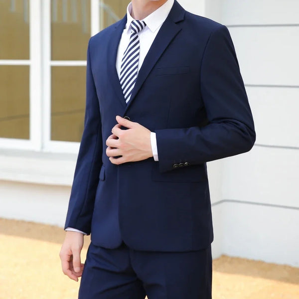 Stylish Solid Color Suit Trousers Set for Professional Look