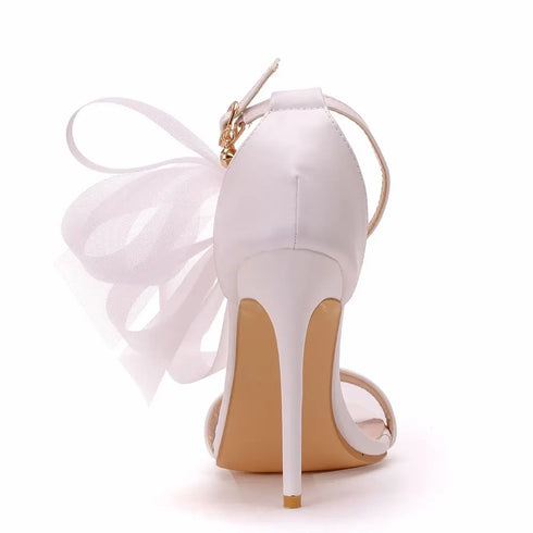 Elegant Women's Sandals with Pointed Toe and Butterfly Knot for Wedding and Office Wear