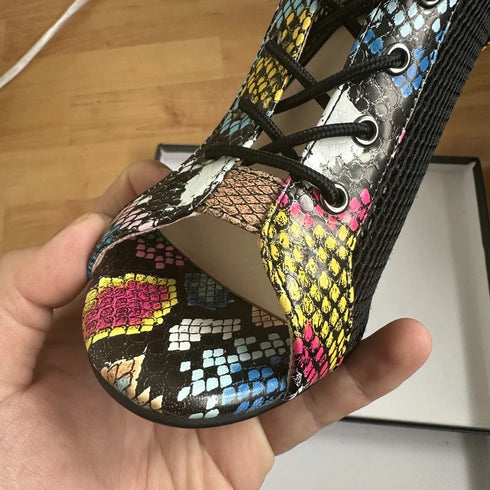 Sexy High Heels Hollow Mesh Sandals for Summer Fashion Comfort Peep Toe Stilettos Jazz Dance Female Shoes Plus Size
