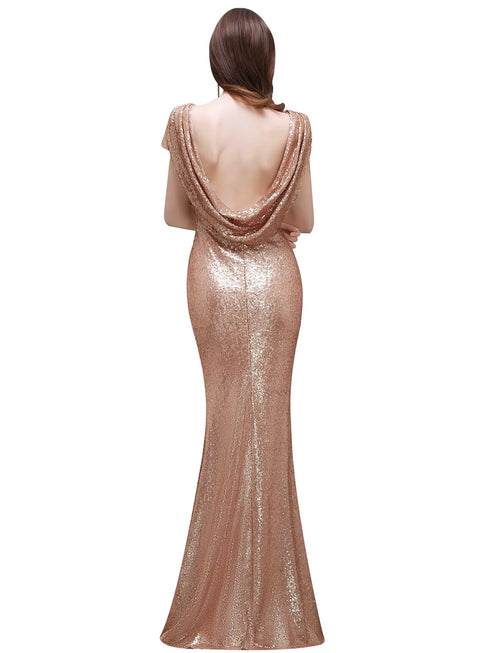 Sequined Bridesmaid Dresses Mermaid Style With Short Sleeves And O Neck For Summer Formal Wedding Party