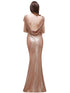 Sequined Bridesmaid Dresses Mermaid Style With Short Sleeves And O Neck For Summer Formal Wedding Party