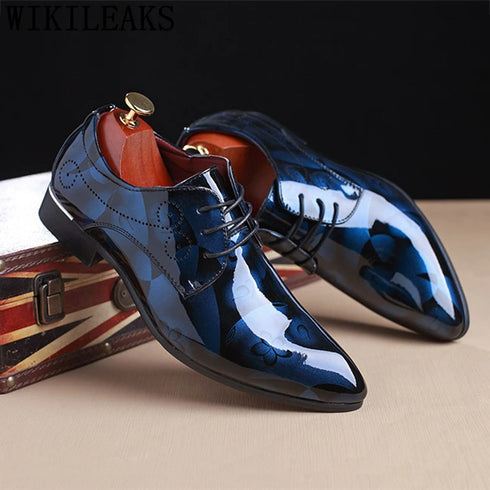 Floral Pattern Men's Formal Dress Shoes - Luxury Oxford Leather Wedding Shoes for Groom - Elegant Derby Style with Pointed Toe for Spring and Autumn