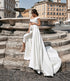 Customized Off The Shoulder Bridal Jumpsuit Wedding Dress with Detachable Train