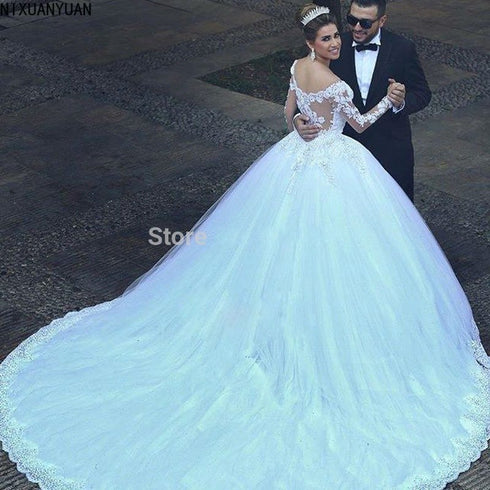 Formal Dresses Long Sleeve Wedding Dress Bride Gown Fairy