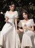 Bridesmaid Dress Floor Length Jersey Gown With Ruched Bow Sweetheart Neckline For Wedding Party Dress