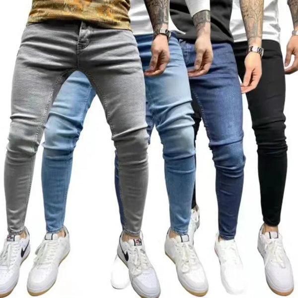 Male Hip-hop Trousers Ripped Jeans Slim Long Pencil Pants