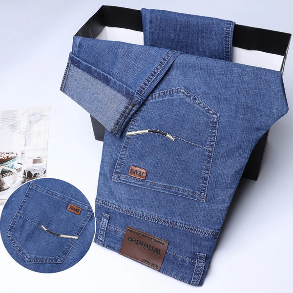 Men's Denim Pants Business Style Elastic Regular Fit Jeans