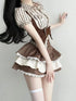 Fashion Vintage Y2K 3 Piece Set Summer Striped Shirt Slim Vest Lace Mini Skirt Women's Chic Outfit