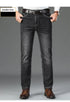 Men's High Waist Fit Straight Jeans Classic Vintage Cotton Trousers