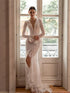 Elegant Bridal Gowns Lace Appliques Deep V Neck Mermaid Wedding Dresses