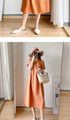 Loose Fit Slimming Cotton Linen Dress for Women Summer Plus Size Mid-Length Skirt