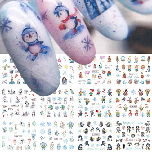 Animal Print Water Nail Decals - Cow and Leopard Designs for Stunning Winter Manicure - 12 Unique Patterns for Creative Nail Art