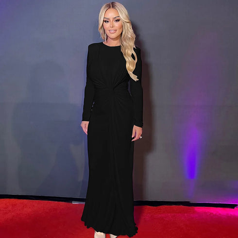 Elegant O-neck Long Sleeve Bodycon Evening Party Dresses