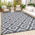 Outdoor Plastic Straw Rug Modern Geometric Waterproof Reversible Mat for Patio Porch Backyard Picnic