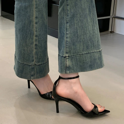 Pointed Toe Ankle Strap Gladiator Heels For Women Sandal