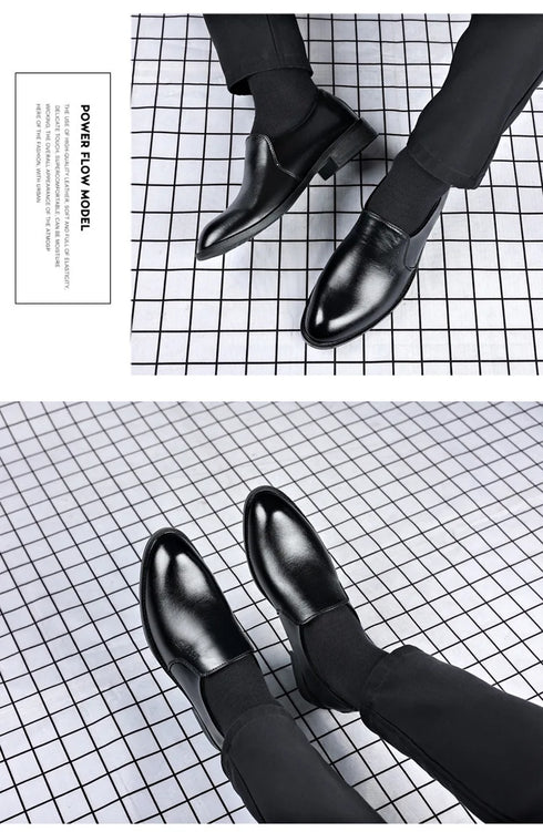 Elevator Dress Shoes for Men - Luxury Leather Formal Footwear for Weddings, Office, and Casual Social Events - Classic Designer Style with Slip-On Convenience