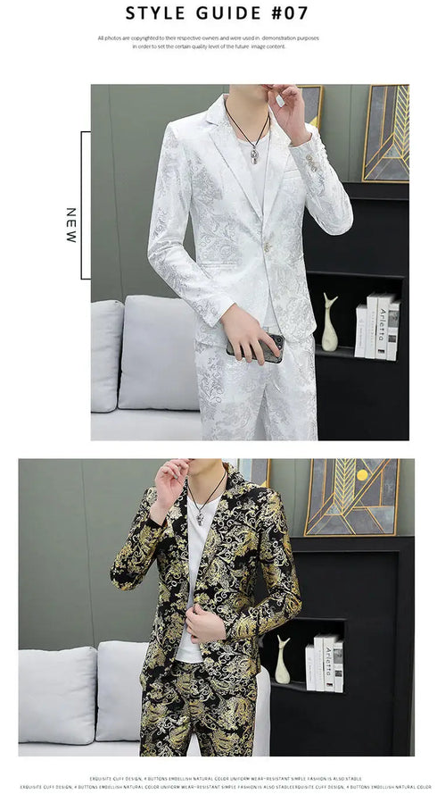 Men's Shiny 2-Piece Suit Set for Weddings - Smart Casual Style with Jacket and Pants