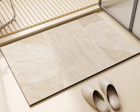 Diatomaceous Earth Non-Slip Bath Mat Super Absorbent Bathroom Rug Thin Rubber Pad