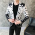 Star Print Slim Fit Men's Club Dress Groom Tuxedo Formal Wedding Prom Suit Jacket
