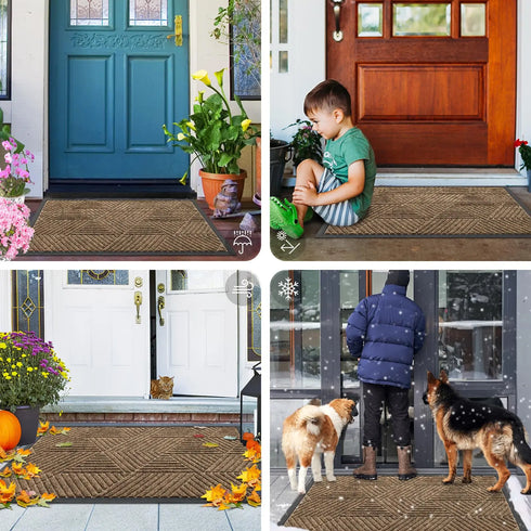 Absorbent Low Profile Entryway Rug Non-Slip Washable Welcome Mat for Heavy Duty Use