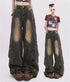 Women's Vintage Blue Baggy Jeans Y2k Streetwear Denim Trousers