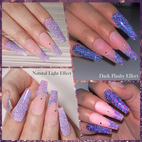 6Pcs Reflective Glitter Liner Gel Polish Set - 5ml Champagne Sparkling Lines for Stunning Nail Art and Semi-Permanent UV Gel Creations