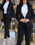 Chic Women's Long Sleeve Suit with Slim-Fit Wrap Buttock Pencil Pants – Elegant 2 Piece Office Ensemble for Autumn and Winter Fashion