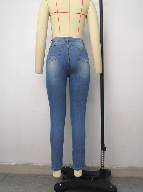 Casual Slim Fit High Waist Elastic Denim Pencil Pants for Women - Perfect for Fall Outfits with Jeans in All Seasons, S-3XL Sizes Available
