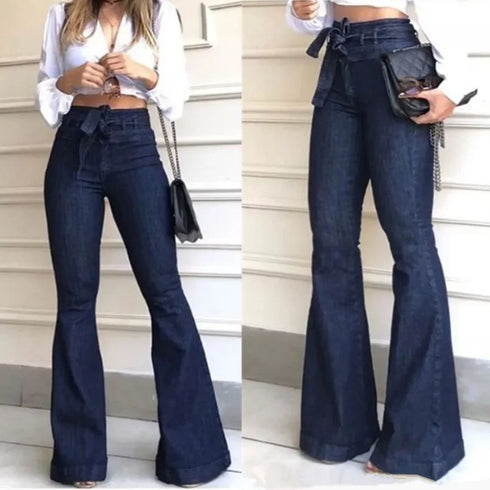Flare Jeans for Women - High Waist Slim Fit Streetwear Pants with Zipper Fly and Flat Pockets, Perfect for Fall Outfits with Jeans and Stylish Outfits Ideas
