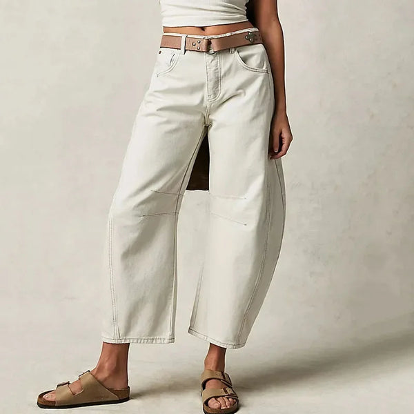 Fashion Wide Leg Ankle-Length Pants - Women's Baggy Jeans
