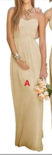 A-Line Chiffon Bridesmaid Dresses Elegant Floor-Length Sleeveless Gown For Wedding Party Occasion