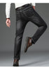 Men's High Waist Fit Straight Jeans Classic Vintage Cotton Trousers
