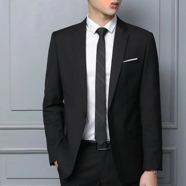 Men's Oversize Slim Fit Suit Set - Notched Collar Blazer and Straight Pants for Formal Business Wear