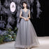 Off Shoulder Lace Illusion A Line Dress Floor Length Glitter Tulle Bow Bridesmaid Dress
