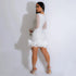 Long Sleeve V Neck Transparent Club Dress with Diamonds