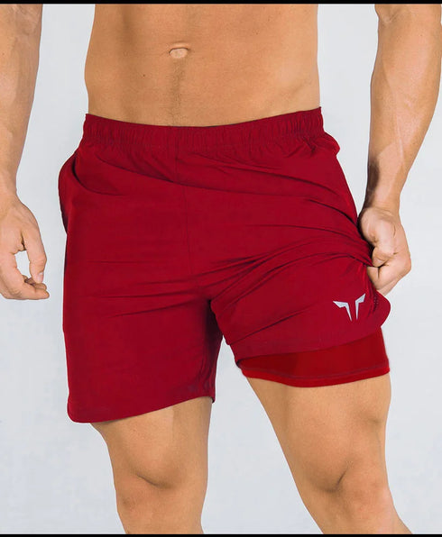 Men's Summer Gym Fitness Double-Decker 2 in 1 Shorts Sports Running Basketball Jogger Bottoms