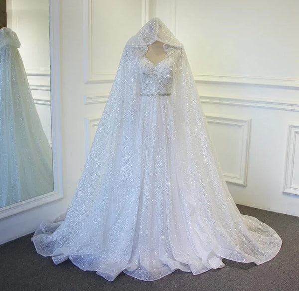 Custom Tulle Cape For Brides With Hood And Wrap Bespoke Wedding Accessory, Bridal Cape