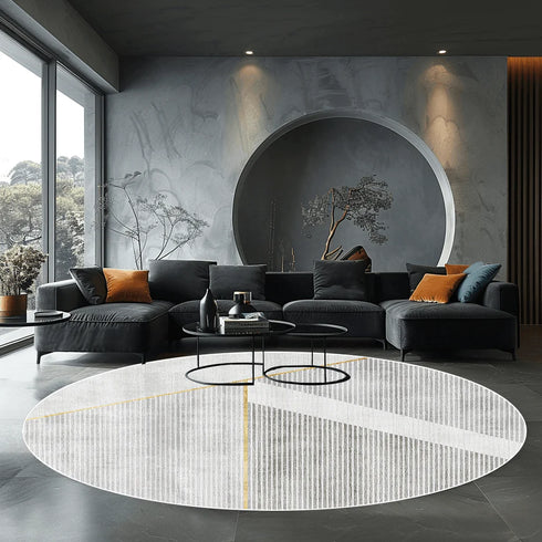 Geometric Round Carpet for Living Room Modern Luxury Home Decor Area Rug Non-Slip Mat